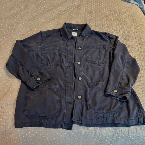 GAP Women’s Navy Utility Shacket Size XL - Picture 3 of 7